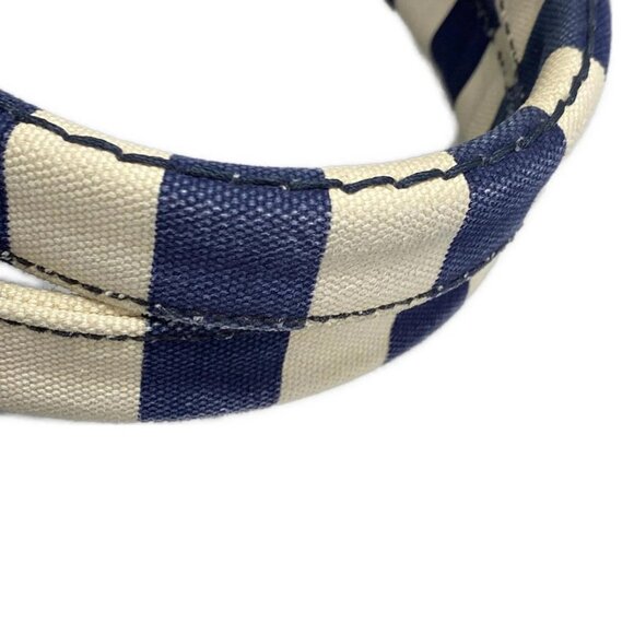 Auth PRADA Canapa B2642B Navy Cream Canvas Tote Bag - Picture 7 of 15